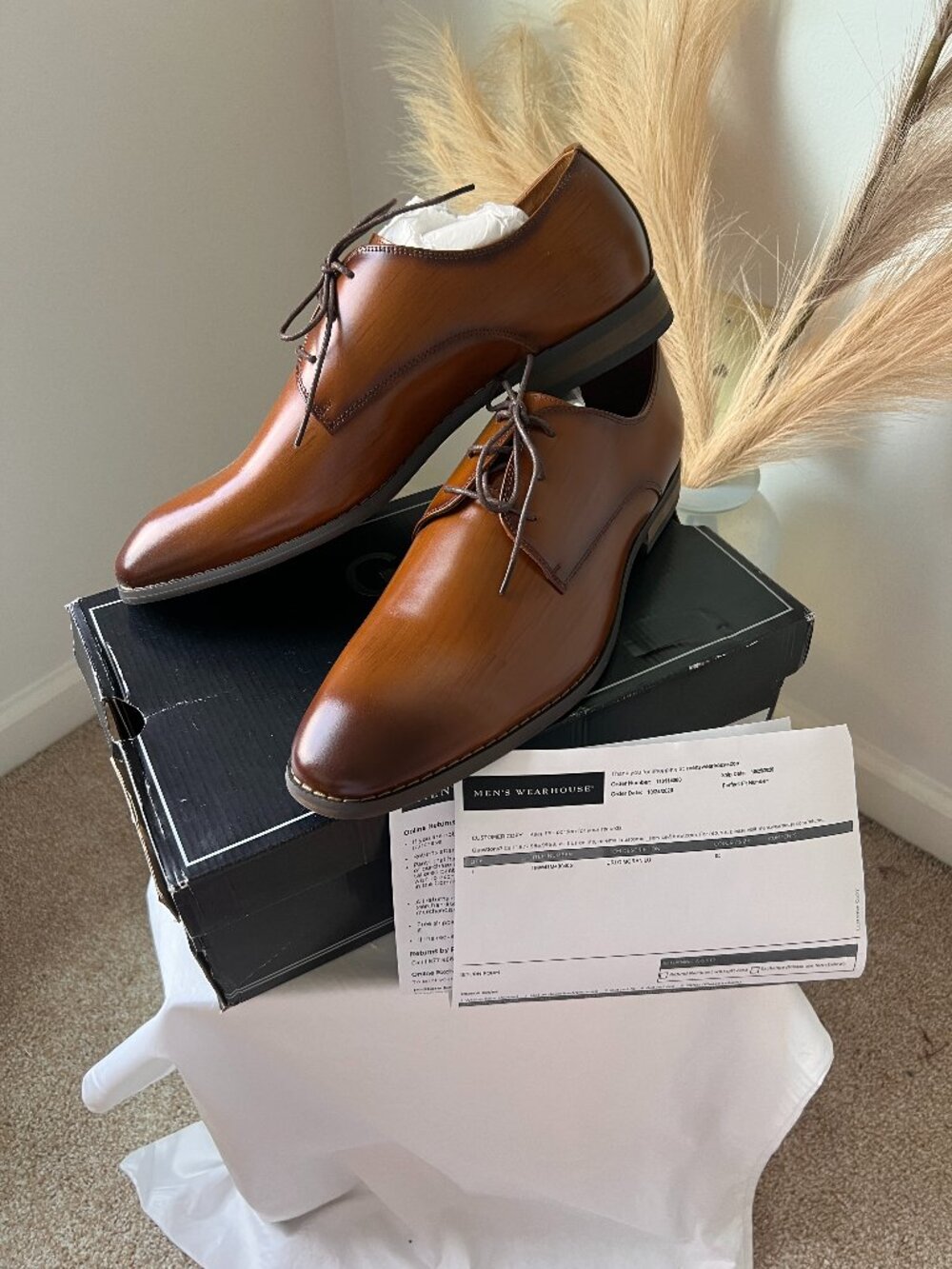 Carlo Morandi Cognac Brown Leather Derby Dress Shoes Men’s 13D New